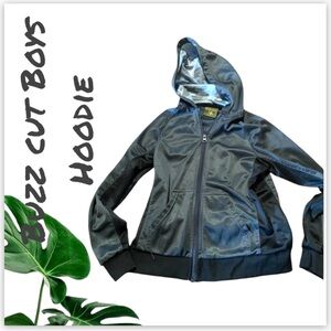 Lil Boys BUZZ CUTS jacket hoodie in Gray & Black Nylon fabric full zip EUC SZ 7